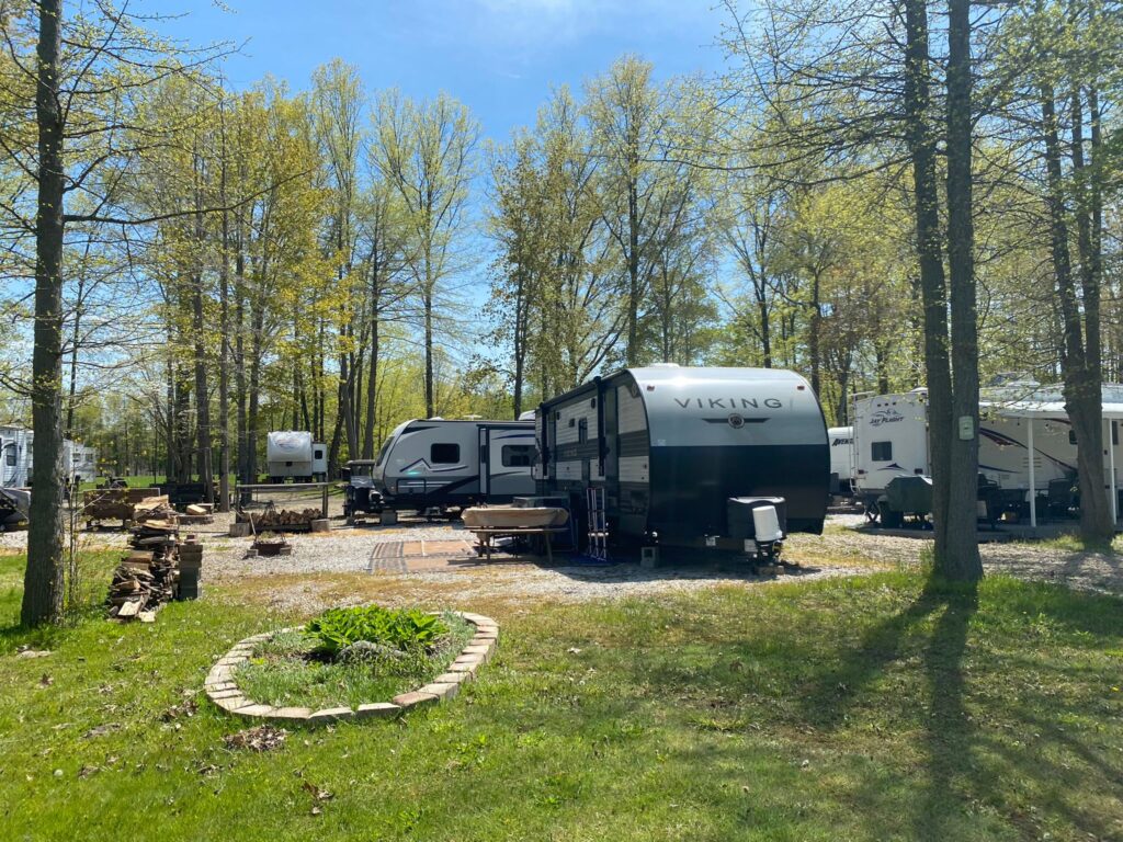 campers parked at large campsite at willow lake campground