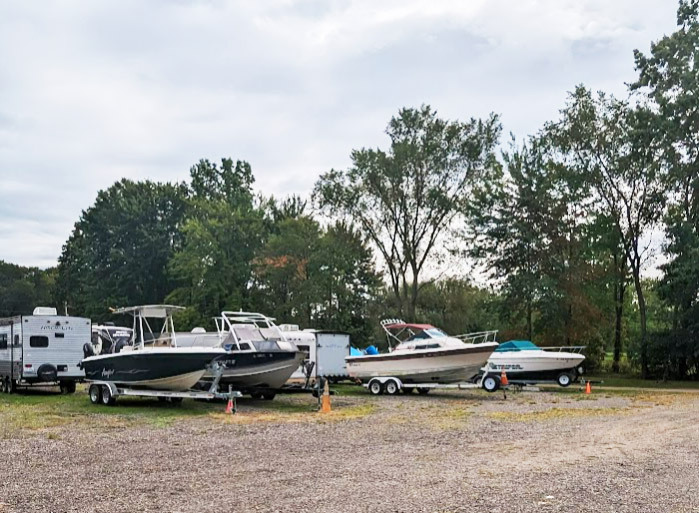 boats parked at willow lake campground